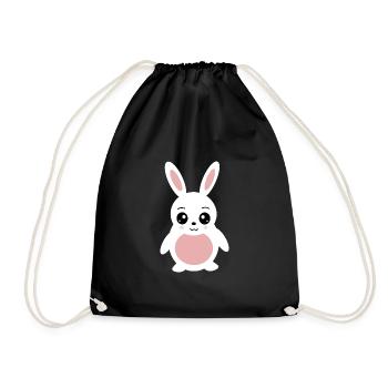 Kawaii Hase Kaninchen - Turnbeutel - Schwarz - Vorne