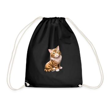 The Red Cat - Drawstring Bag - black - Front