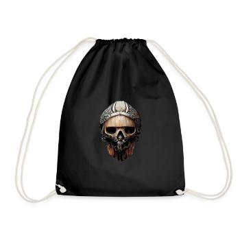Wikinger Krieger Totenkopf - Turnbeutel - Schwarz - Vorne