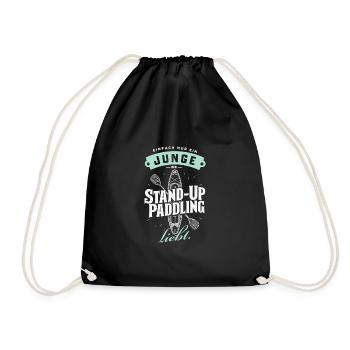 Junge SUP-Liebe Paddling Board Fan Geschenk - Turnbeutel - Schwarz - Vorne
