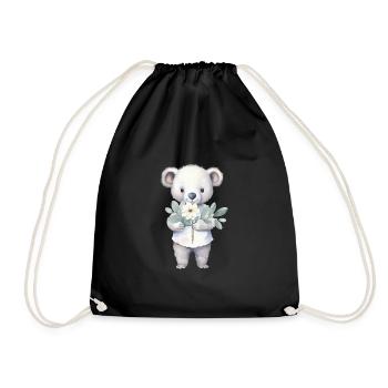 Koala mignon et mignon avec bouquet de fleurs - Sac de sport léger - noir - Devant