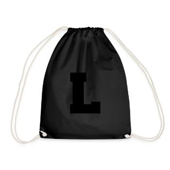letter L - Drawstring Bag - black - Front
