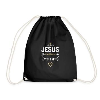 Jesus Changed My Life - Jesus - Drawstring Bag - black - Front
