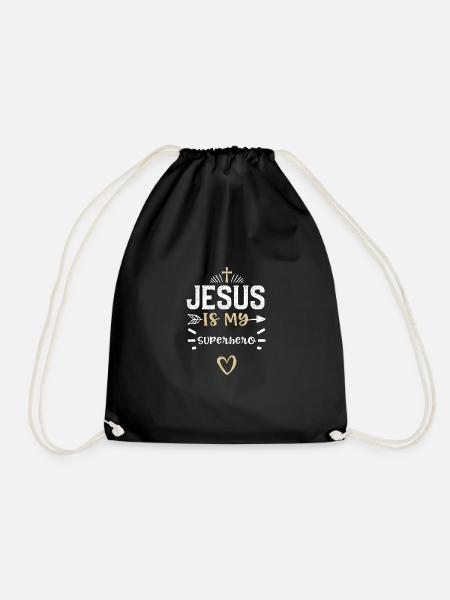 Jesus Is My Superhero - Jesus - Drawstring Bag - black