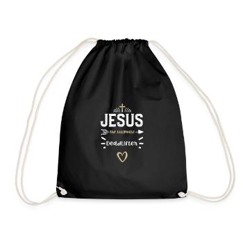 Jesus The Ultimate Deadlifter - Drawstring Bag - black - Front