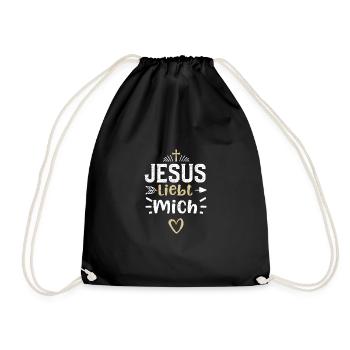 Jesus liebt mich - Jesus - Turnbeutel - Schwarz - Vorne