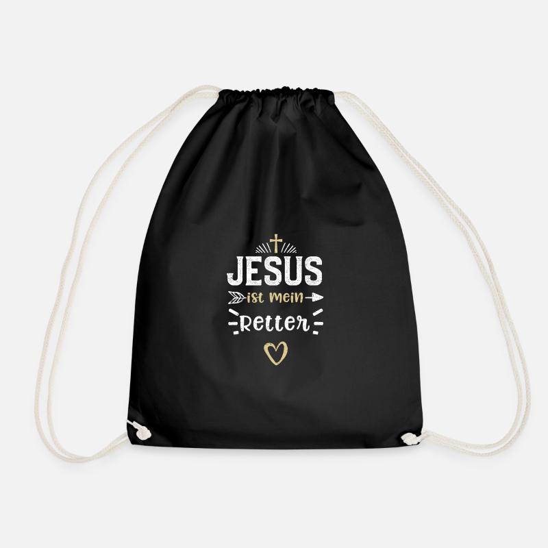 Jesus ist mein Retter - Jesus - Turnbeutel - Schwarz