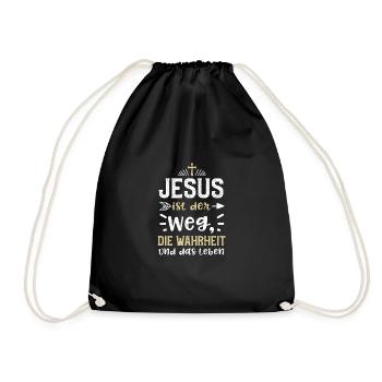 Jesus ist der Weg, die Wahrheit... - Turnbeutel - Schwarz - Vorne