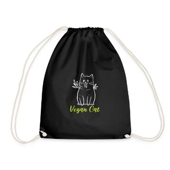 Veganer Katze Katzenmama Gift - Turnbeutel - Schwarz - Vorne