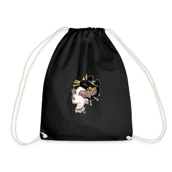 Namakubi and mushrooms - Drawstring Bag - black - Front