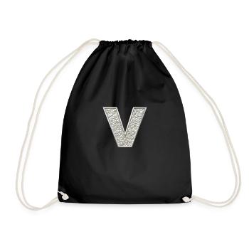 V, letter, initial, monogram, - Turnbeutel - Schwarz - Vorne