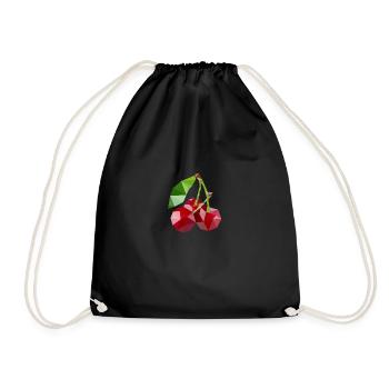 Low poly cherry - Drawstring Bag - black - Front