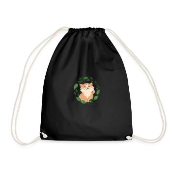 Chat dans un cercle de feuilles. Illustration de conte de fées - Sac de sport léger - noir - Devant