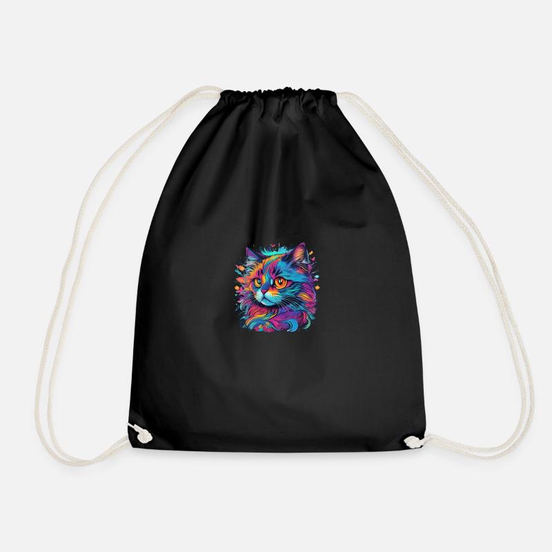 Cat in colors - Drawstring Bag - black