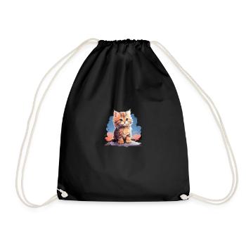 cute baby kitten - Drawstring Bag - black - Front