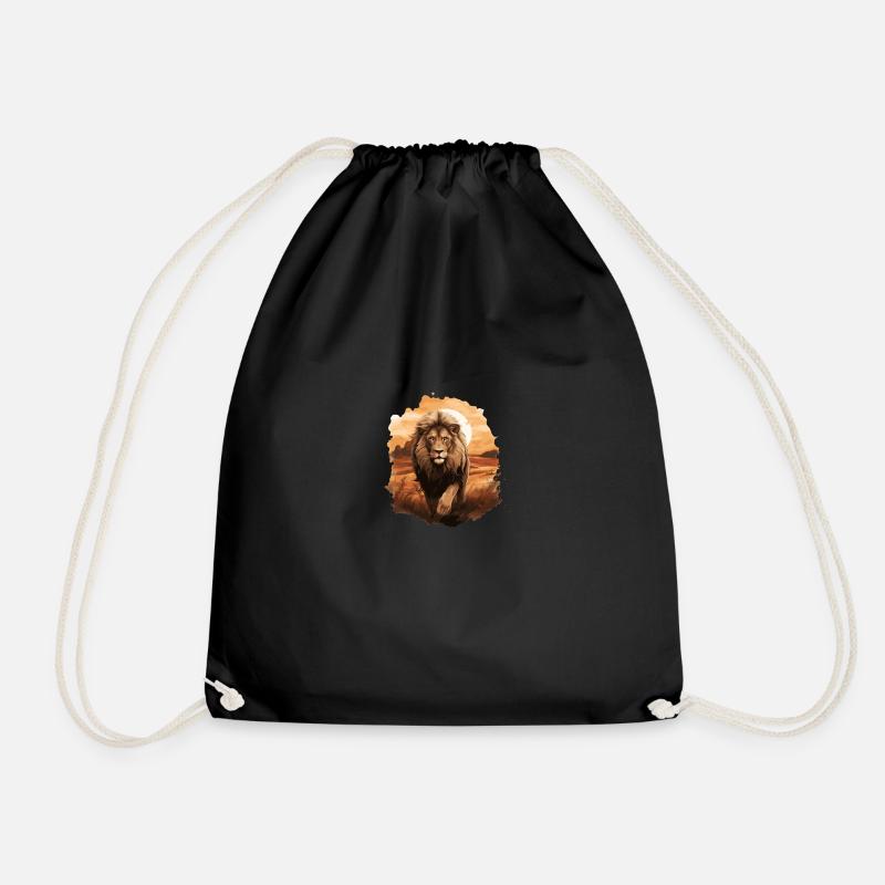 The lion, the king of beasts - Drawstring Bag - black