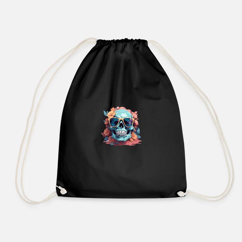 cooler Totenschädel mit Sonnenbrille - Turnbeutel - Schwarz
