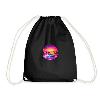 Speedboat in the sunset - Drawstring Bag - black - Front