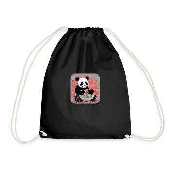 sweet panda bear eating noodles - Turnbeutel - Schwarz - Vorne