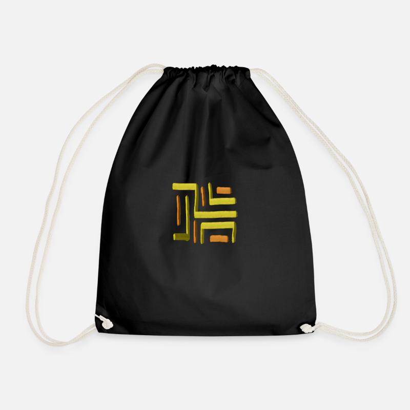 Yellow Paint Maze - Drawstring Bag - black
