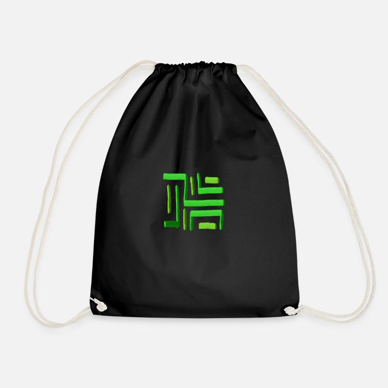 Green Paint Maze - Drawstring Bag - black