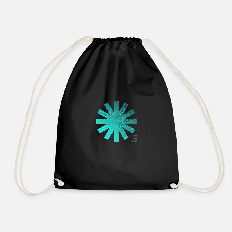 Cyan - Drawstring Bag - black
