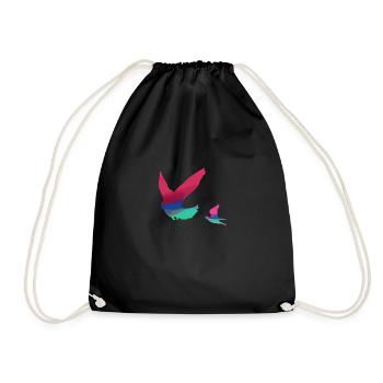 oiseaux, coloré, aquarelle, pigeons, mouches - Sac de sport léger - noir - Devant