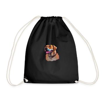 cheerful puppy Happy dog adorable dog - Drawstring Bag - black - Front
