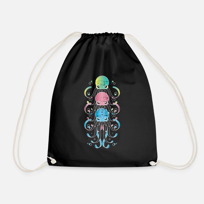 Oktopus - Turnbeutel - Schwarz