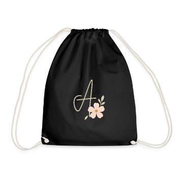 Monogramm Eine Blüte - Turnbeutel - Schwarz - Vorne