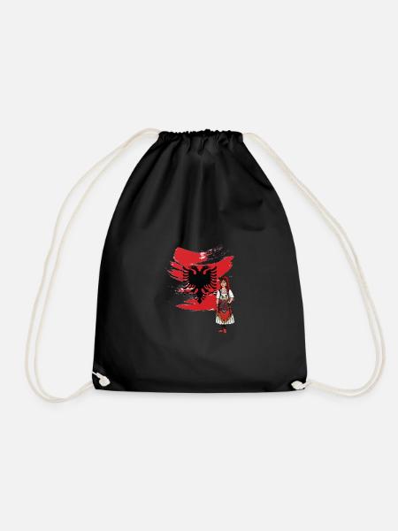 Albanien Flagge "Albanian Nuse" - Turnbeutel - Schwarz