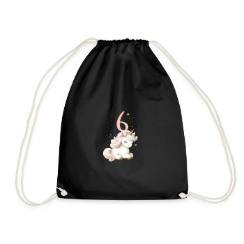 Geburtstag 6 Einhorn Sechster Geburtstag Mädchen 6 - Turnbeutel - Schwarz - Vorne