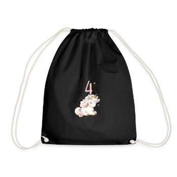 Geburtstag 4 Einhorn Vierter Geburtstag Mädchen 4 - Turnbeutel - Schwarz - Vorne