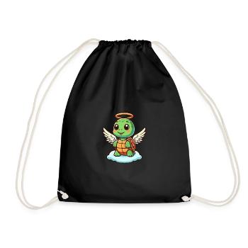 Mignon ange tortue avec des ailes dessin animé - Sac de sport léger - noir - Devant