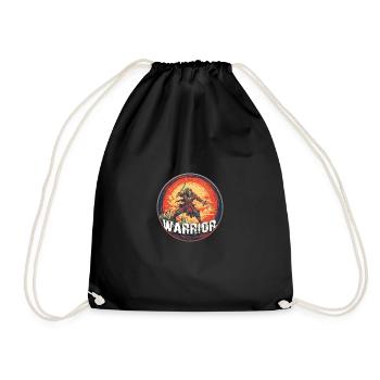 Warrior Design Logo Comic Style - Drawstring Bag - black - Front