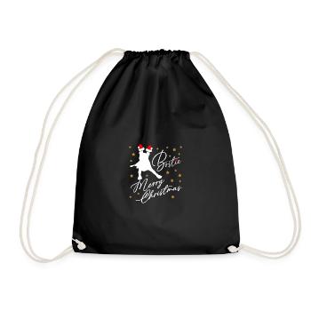 Boston Terrier avec chapeau de Père Noël et étoiles - Sac de sport léger - noir - Devant