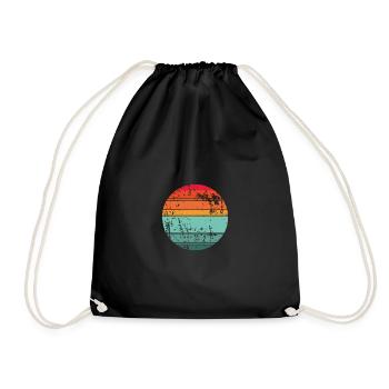 Retro Sunset Background Circle - Drawstring Bag - black - Front