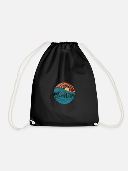 Vintage Retro Groovy Dady - Drawstring Bag - black