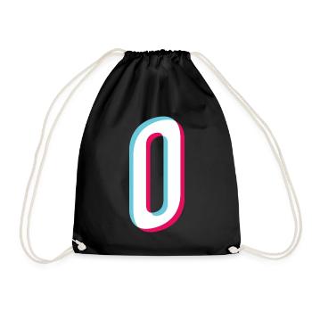 O - letter O - Drawstring Bag - black - Front