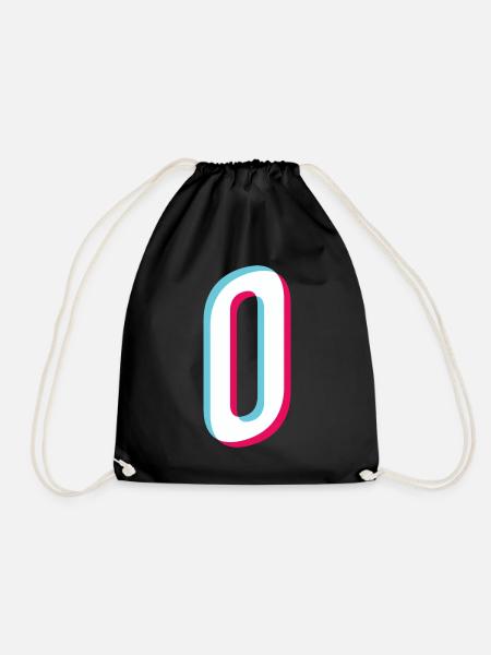 O - letter O - Drawstring Bag - black