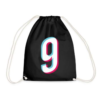 9 Jahre trikot nummer 9 sporttrikot neun Sticker - Turnbeutel - Schwarz - Vorne