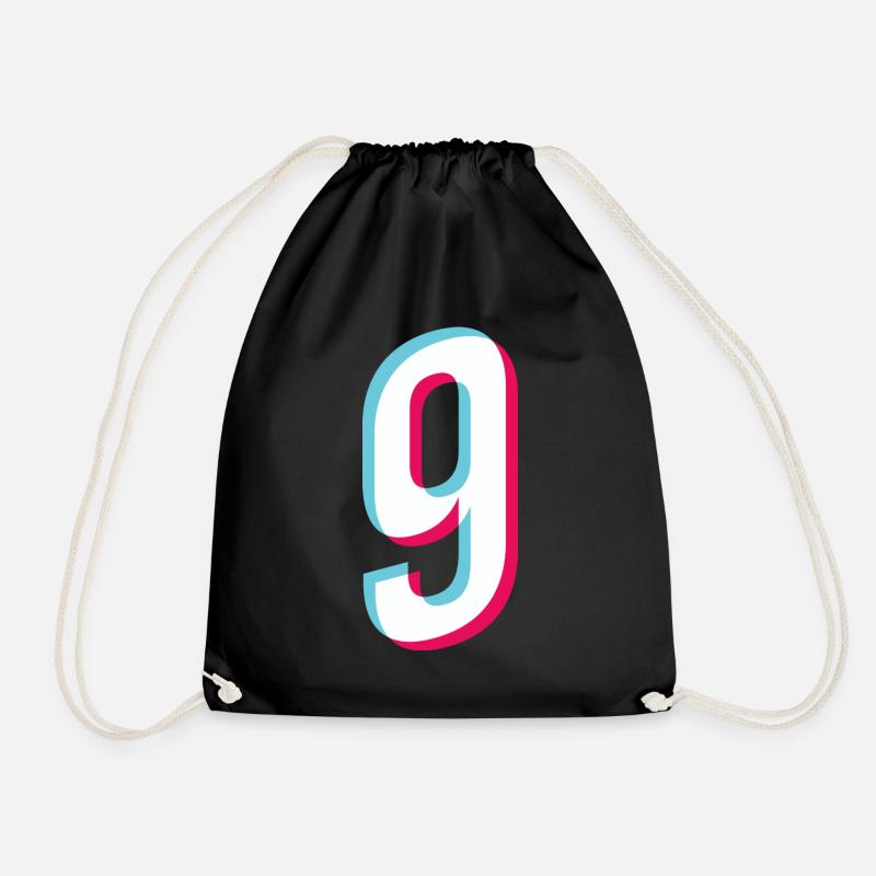 9 years jersey number 9 sports jersey nine Sticker - Drawstring Bag - black
