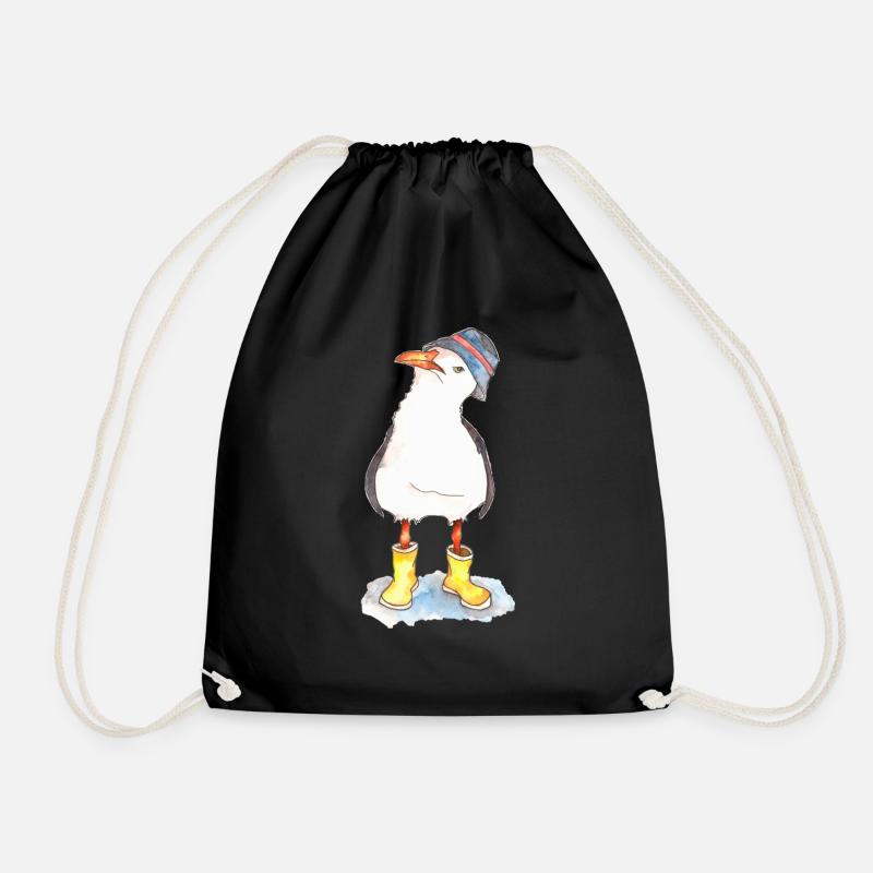 Henry Seagull in boots - Drawstring Bag - black