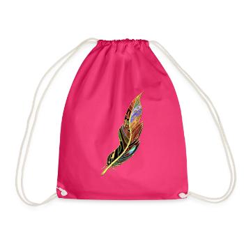Feather - Drawstring Bag - fuchsia - Front
