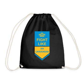 fight like ukrainians quote - Drawstring Bag - black - Front