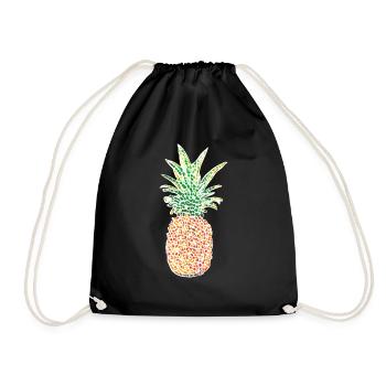 Ananas Mosaik - Turnbeutel - Schwarz - Vorne