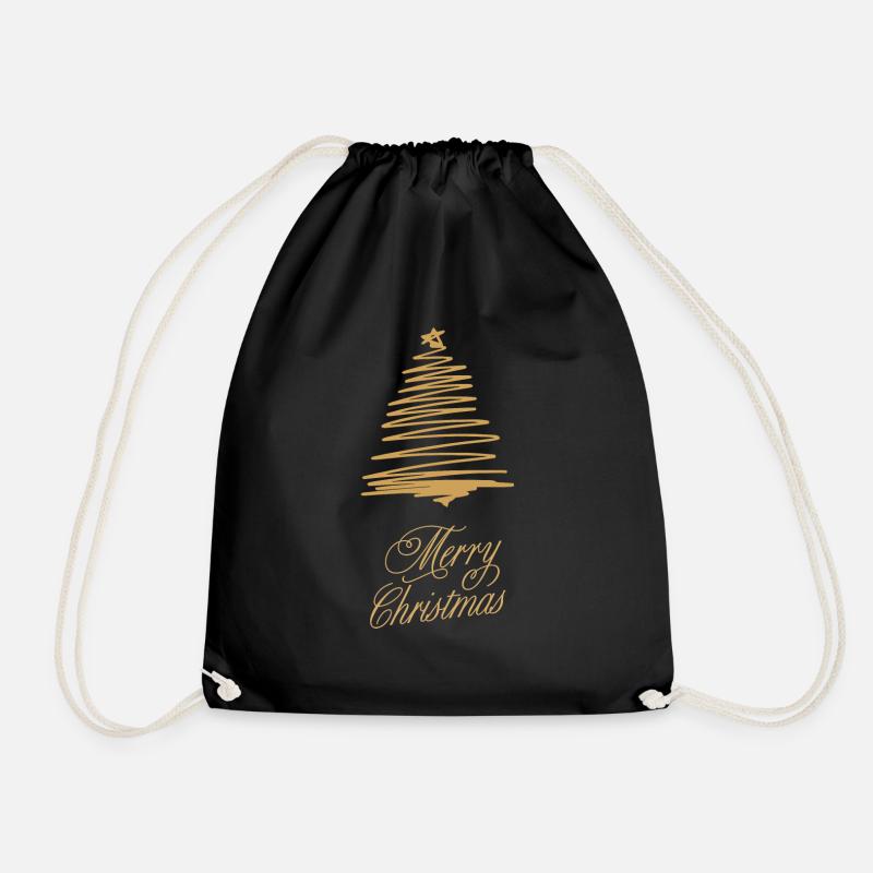 Merry Christmas classy Christmas tree - Drawstring Bag - black