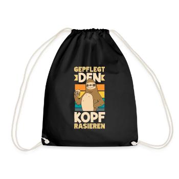 Geplegt den Kopf rasieren Biertrinker & Bier - Turnbeutel - Schwarz - Vorne
