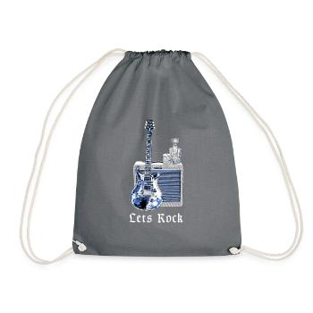 Let's Rock | Guitar, Amplifier, Whisky, Music - Drawstring Bag - grey - Front