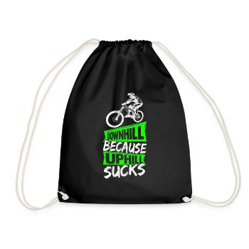 Downhill Because Uphill Sucks Geschenk MTB Biker R - Turnbeutel - Schwarz - Vorne